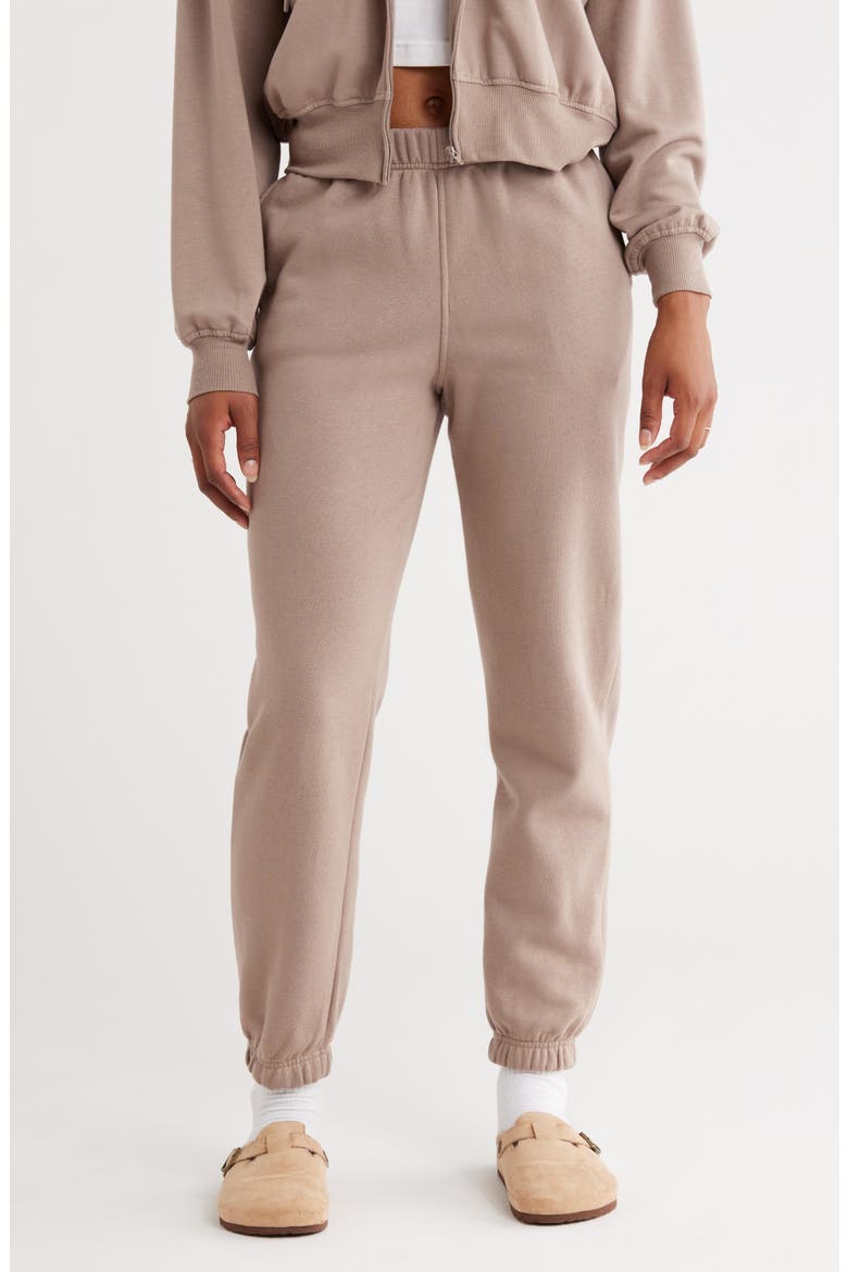 Fleece Sweatpants, Main, color, GREY FUNGI