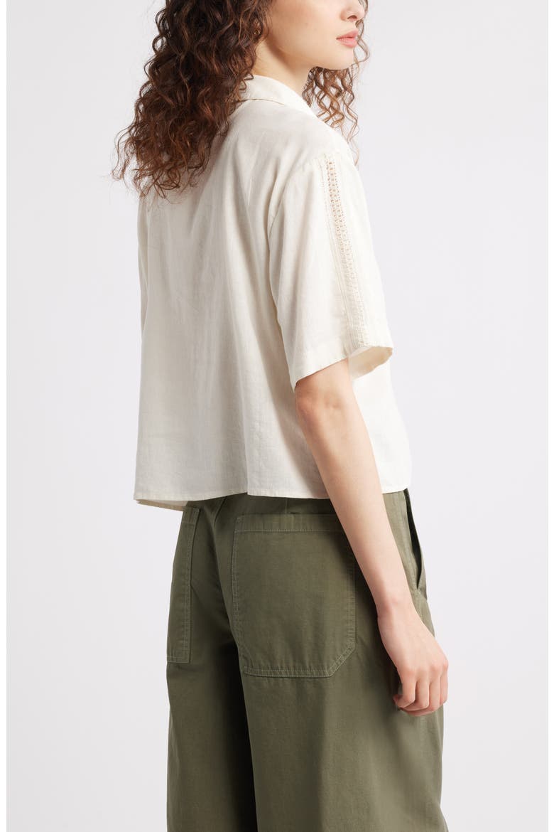 Novelty Linen Blend Camp Shirt, Alternate, color, IVORY EGRET