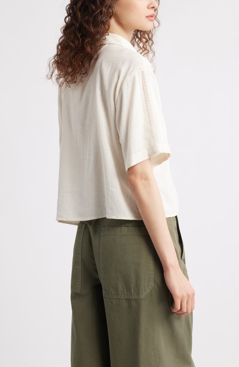 Treasure & Bond Novelty Linen Blend Camp Shirt, Alternate, color, Ivory Egret