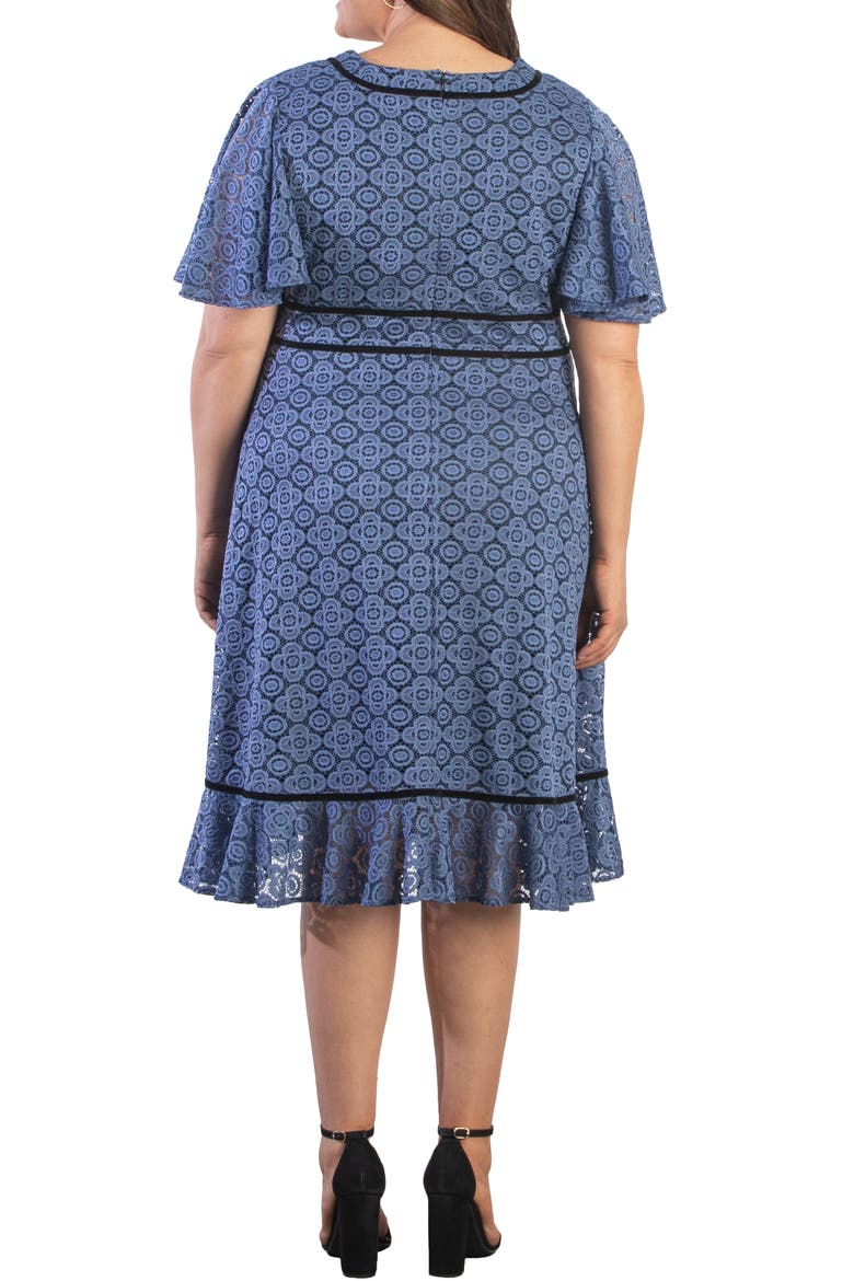 Middleton Ruffle Hem Lace Dress, Alternate, color, BLUE BELLE