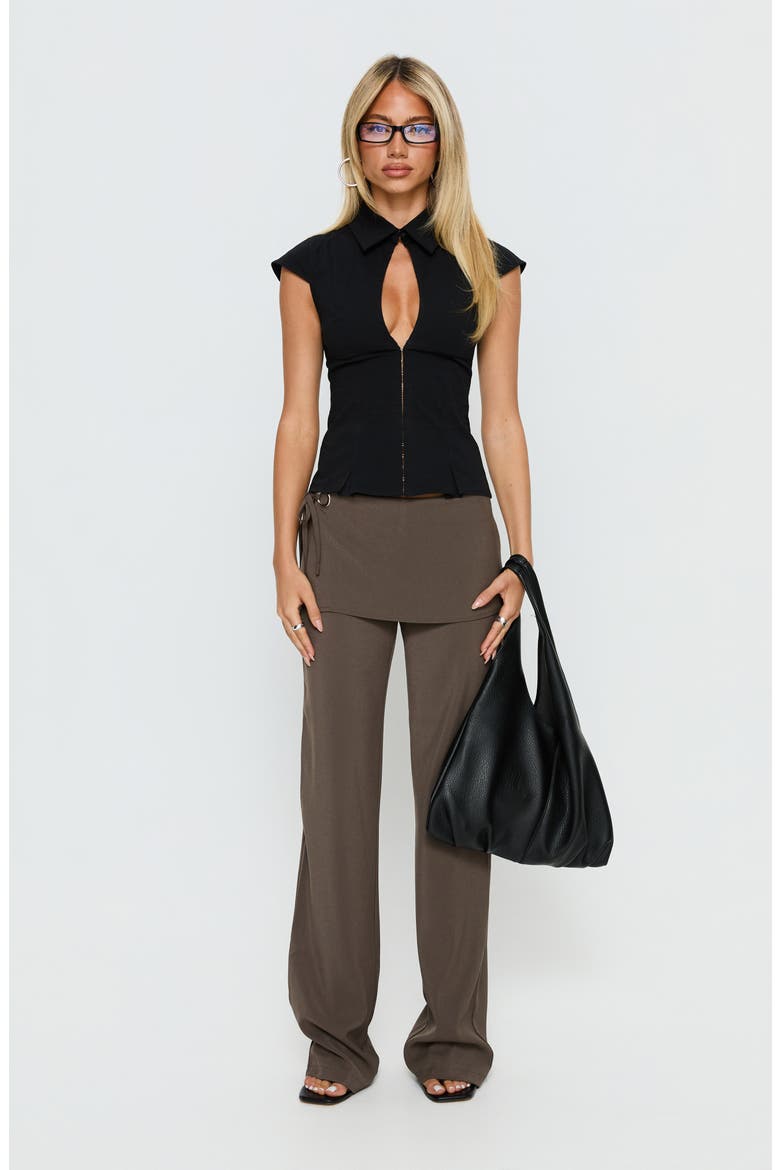 Yalanda Cutout Collared Top, Alternate, color, BLACK