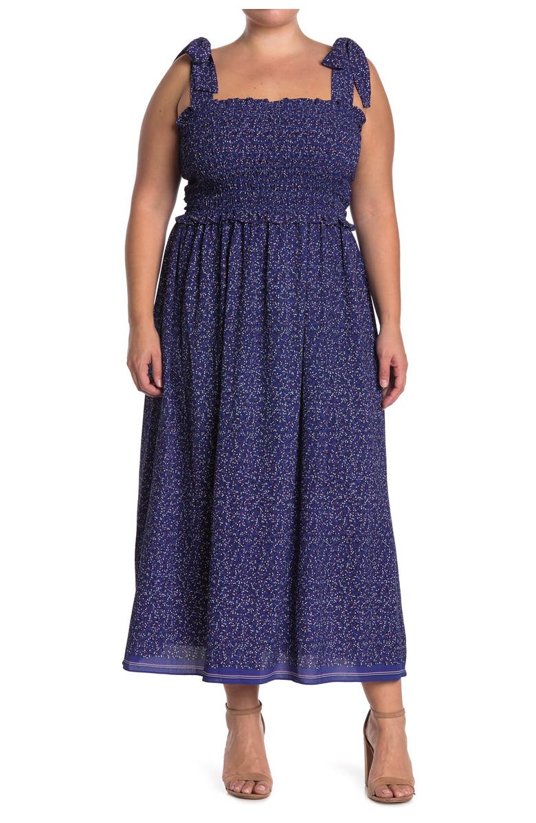 MAX STUDIO Smocked Bodice Tie Shoulder Maxi Dress, Main, color,