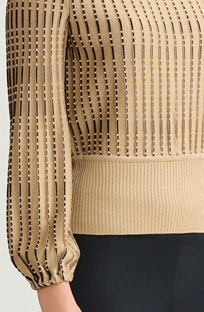 Ming Wang x Tanya Foster Linear Metallic Knit Top, Alternate, color, Gold/ Black