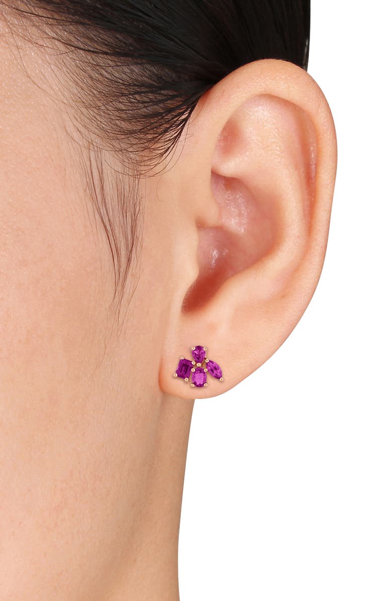 DELMAR Rhodolite Garnet Cluster Stud Earrings, Alternate, color, Pink