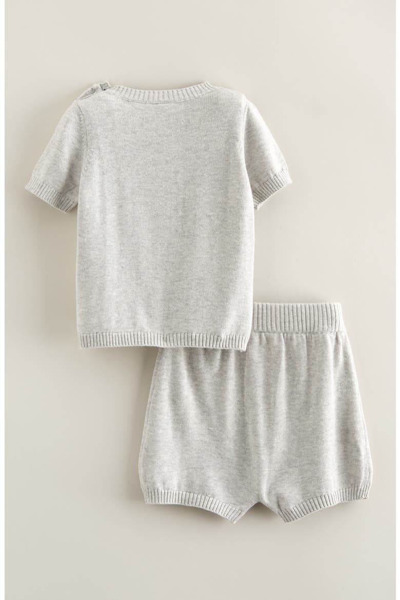 Motif Short Sleeve Cotton Blend Sweater & Shorts Set, Alternate, color, GREY LIGHT HEATHER WHALE BUDDY