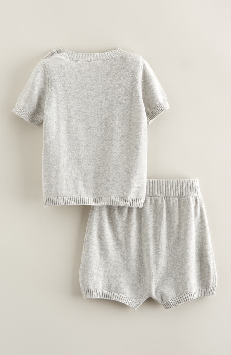 Nordstrom Motif Short Sleeve Cotton Blend Sweater & Shorts Set, Alternate, color, Grey Light Heather Whale Buddy