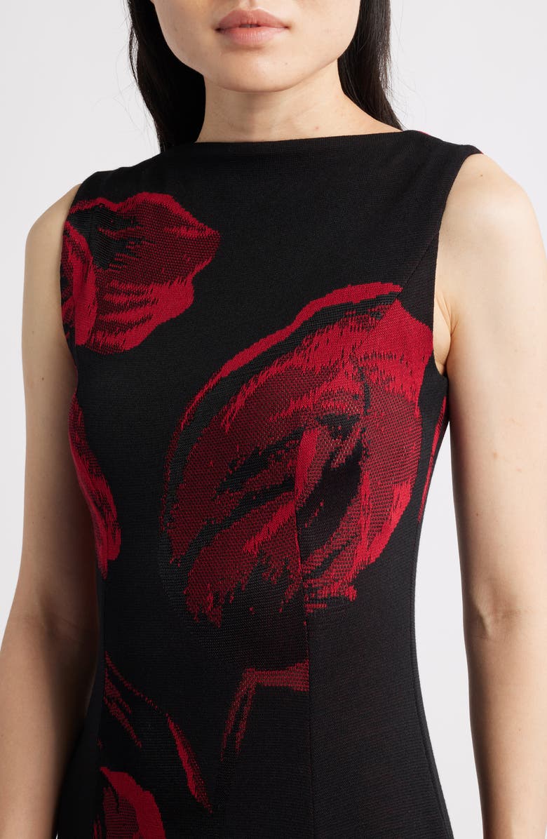 Misook Floral Sleeveless Fit & Flare Maxi Dress, Alternate, color, Scarlet Red/Black