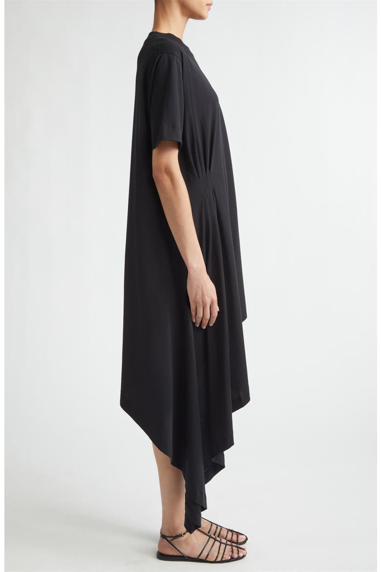 Igari Asymmetric Pleated Cotton Knit Dress, Alternate, color, BLACK