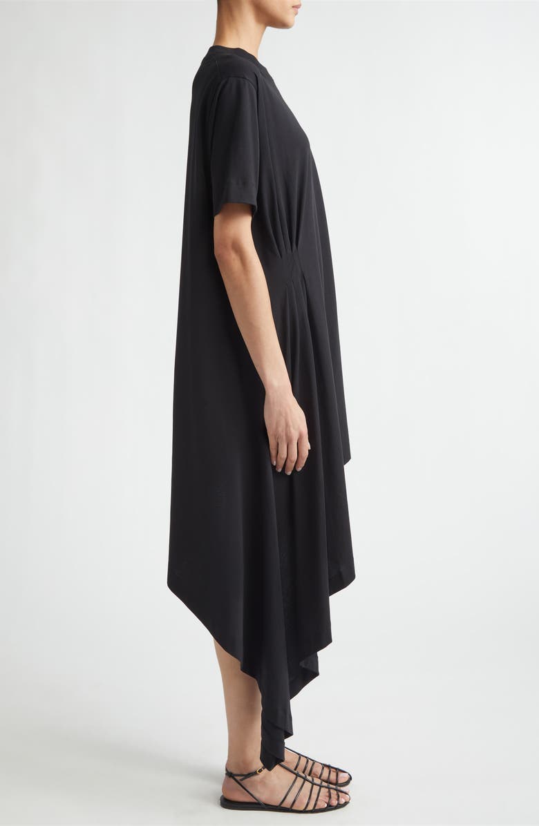 LOULOU DE SAISON Igari Asymmetric Pleated Cotton Knit Dress, Alternate, color, Black