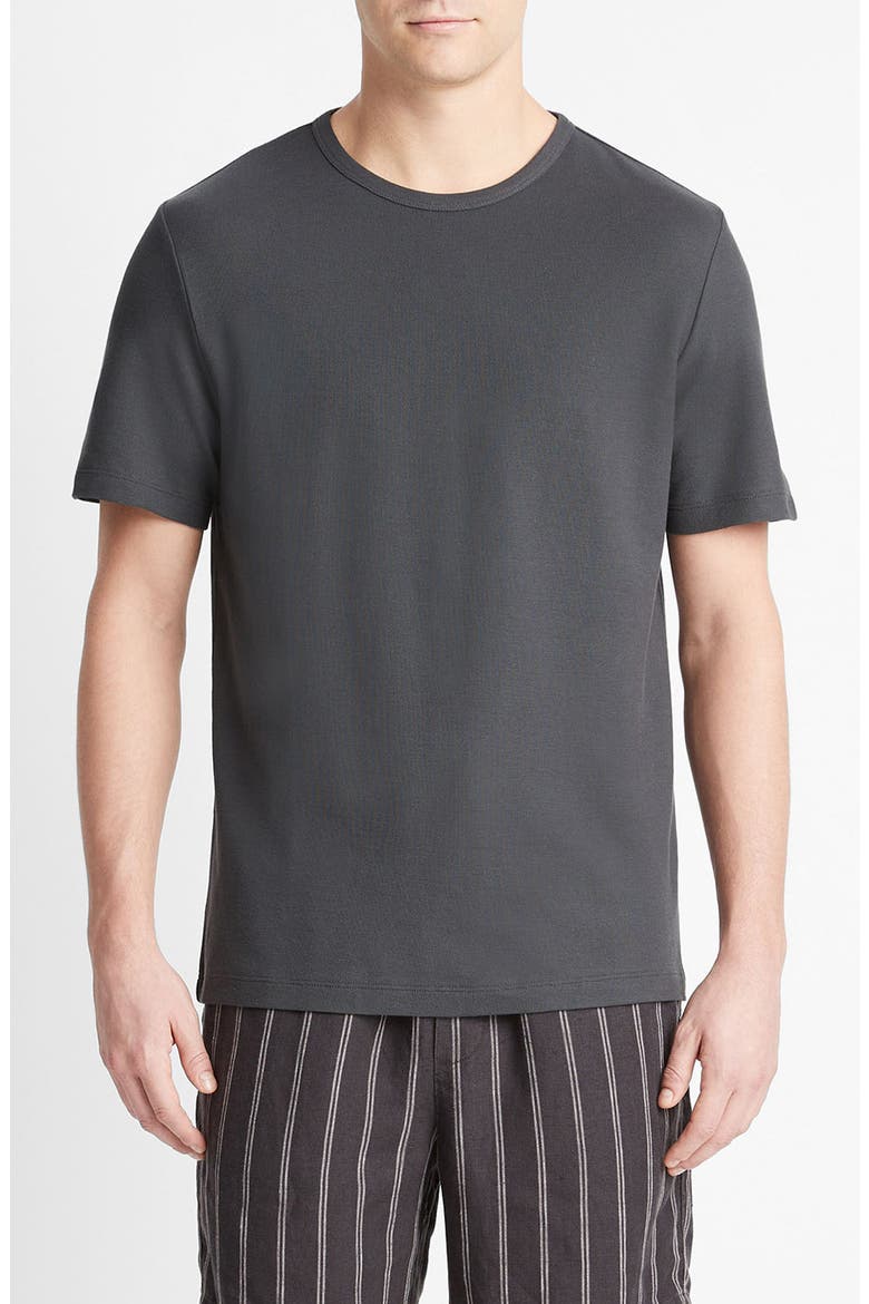 Pima Cotton Piqué T-Shirt, Main, color, SOFT BLACK