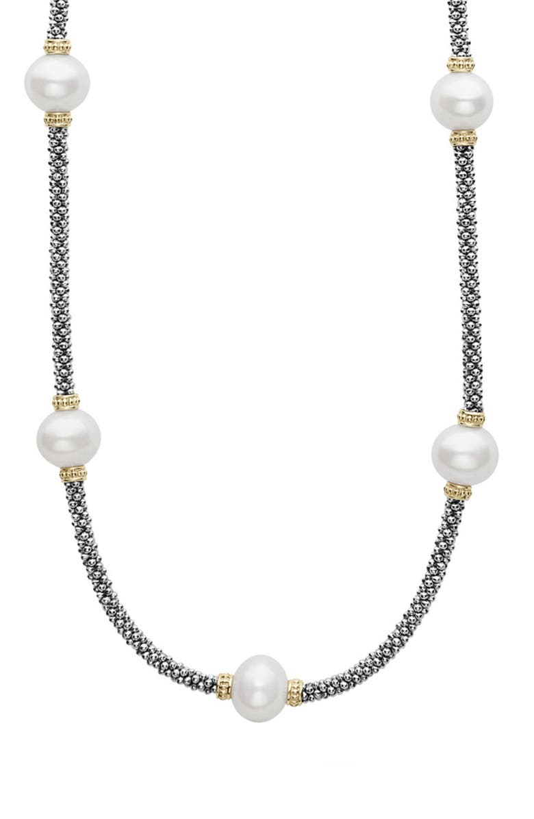 LAGOS Luna Cultured Pearl Station Necklace, Main, color, 
