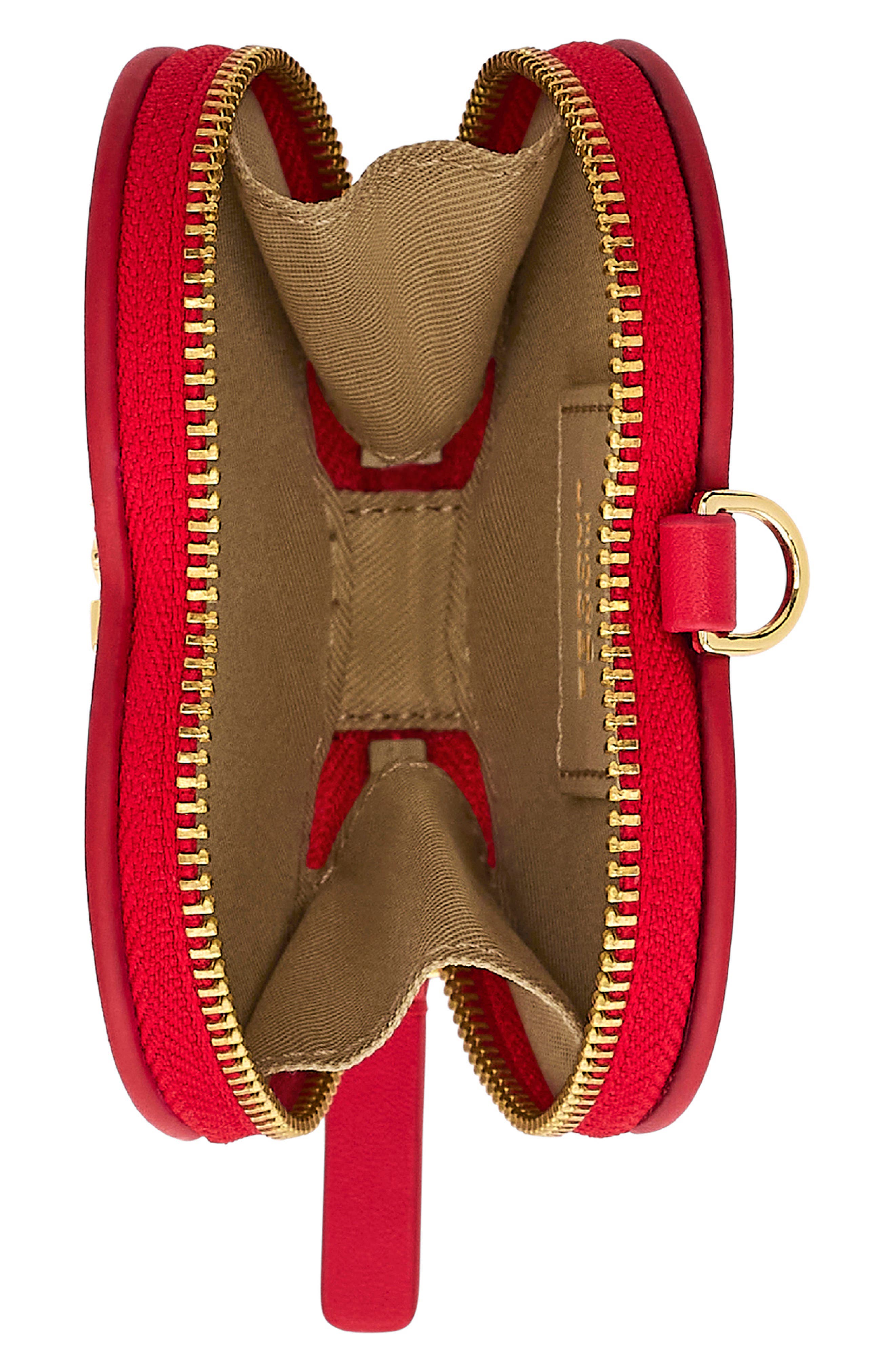 The Heart Pouch Bag Charm, Alternate, color, TRUE RED