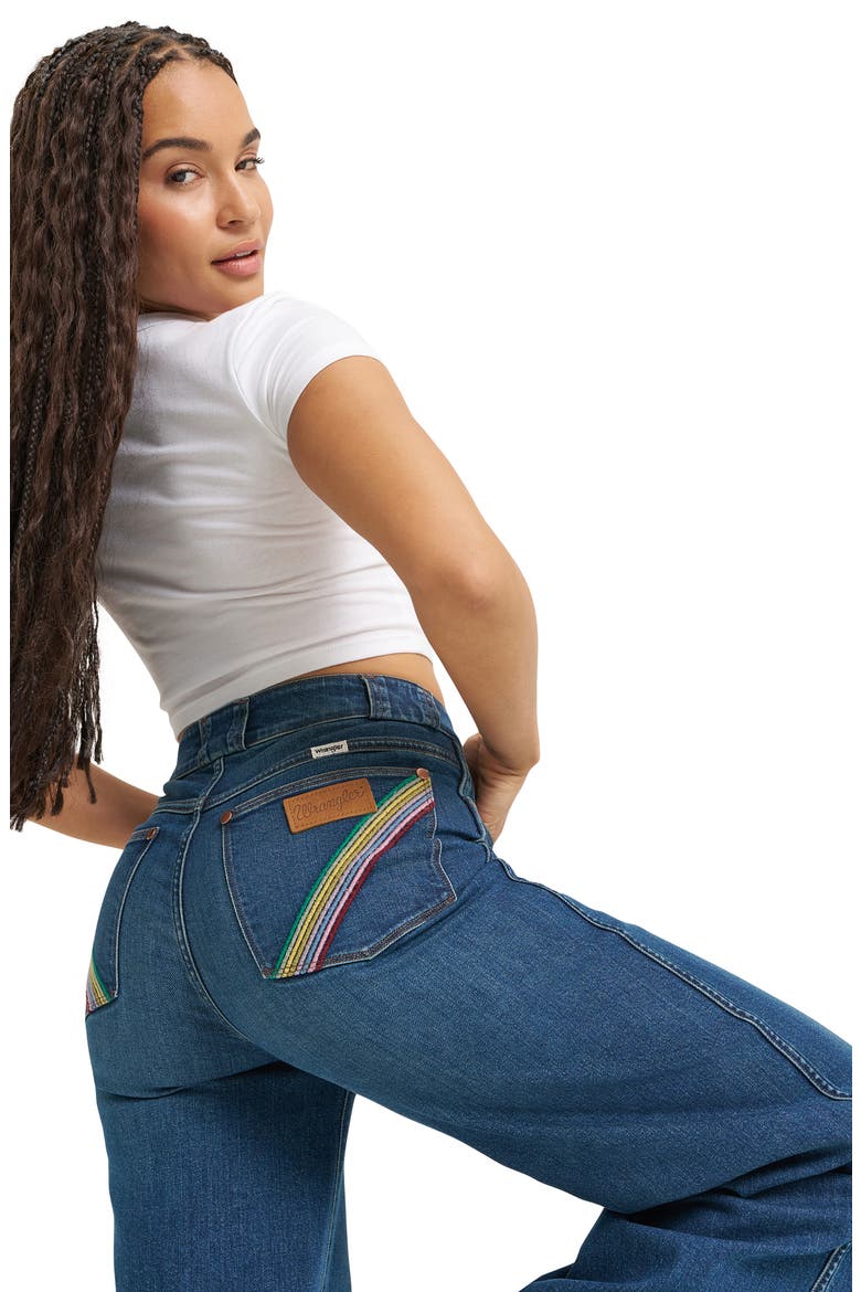 High Waist Rainbow Pocket Wide Leg Jeans, Alternate, color, ICON