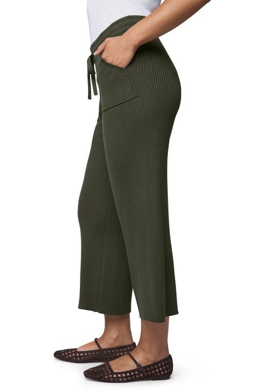 Splendid Georgie Rib Wide Leg Crop Pants In Green