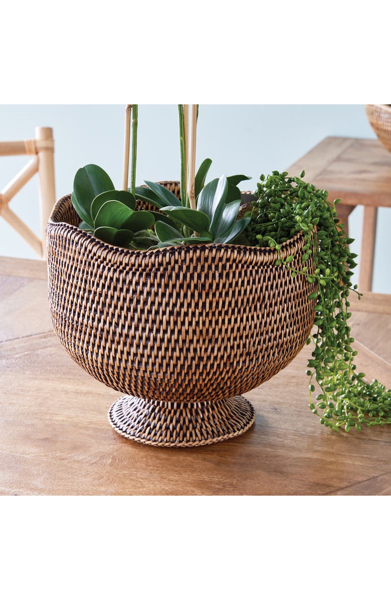 Napa Home & Garden Burma Rattan Footed Cachepot Planter, Alternate, color, Brown