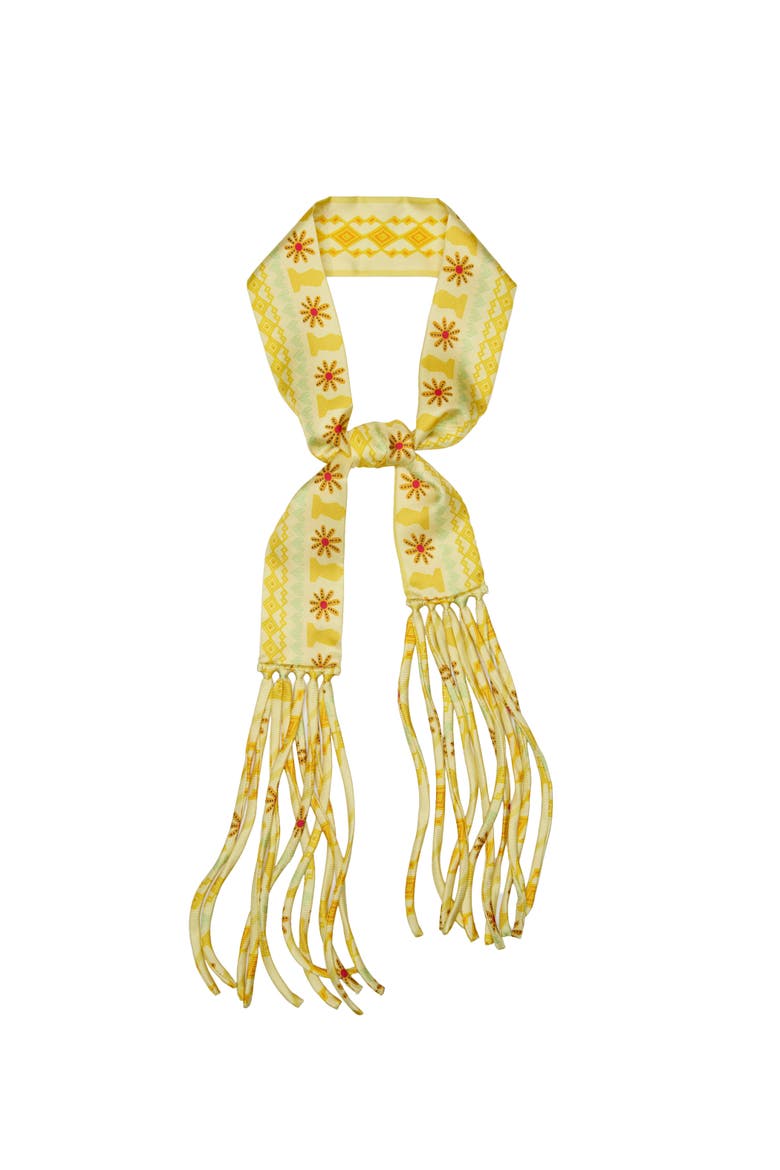 Frida With Love Silk Skinny Fringe Scarf, Main, color, Marigold Sol