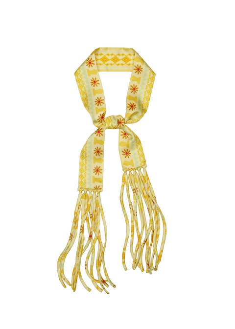 Frida With Love Silk Skinny Fringe Scarf
