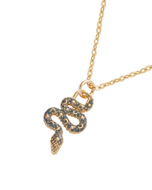 Fable England Celestial Snake Necklace In Brown