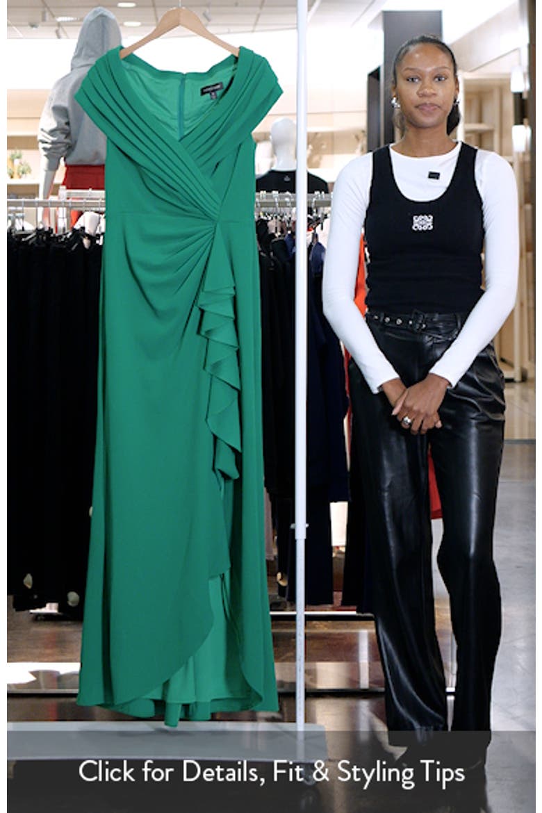 Cascade Ruffle Portrait Neck Gown video