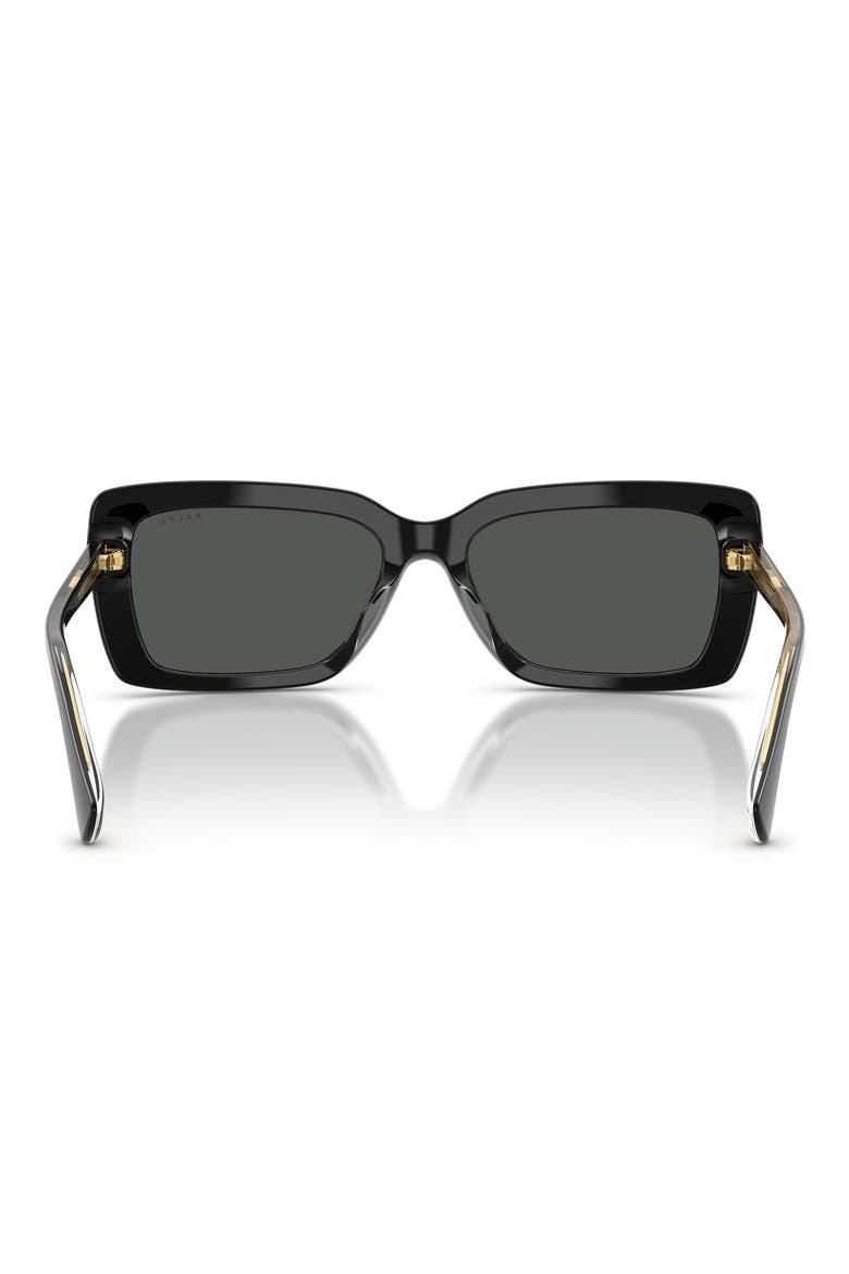 56mm Rectangular Sunglasses, Alternate, color, SHINY BLACK ON TRANSPARENT