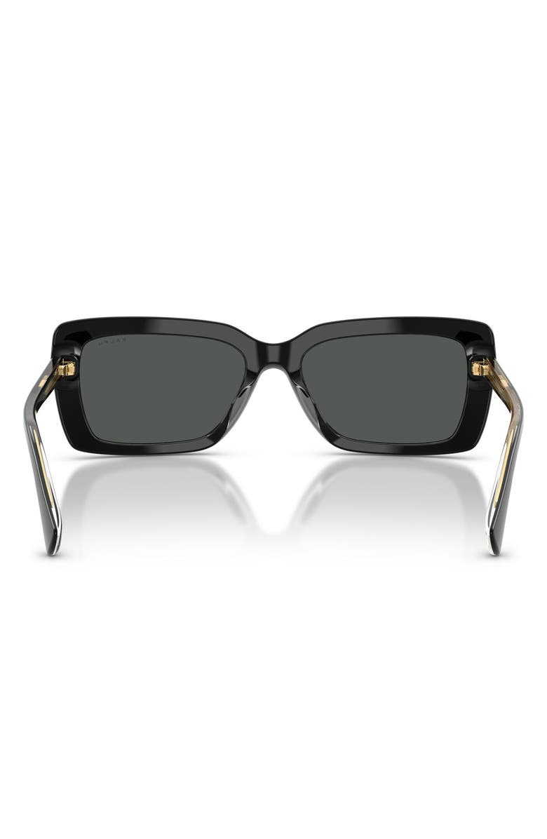 Ralph Lauren 56mm Rectangular Sunglasses, Alternate, color, Shiny Black On Transparent