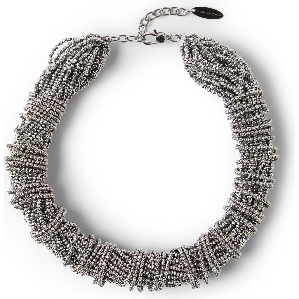 Brunello Cucinelli Vetro And Silver Choker In Gray