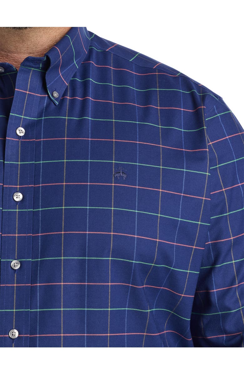 Brooks Brothers Big & Tall Non-Iron Check Sport Shirt, Alternate, color, Navy Multi