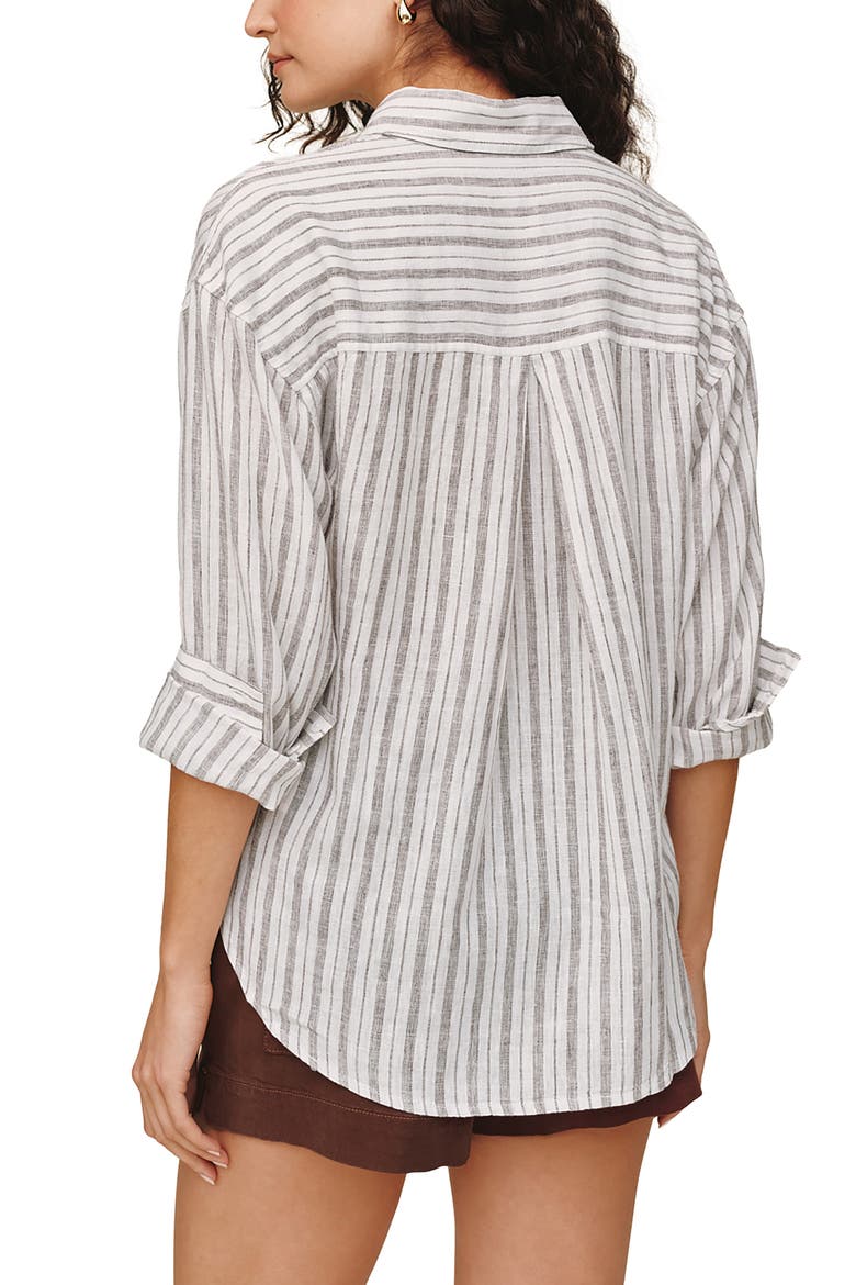 Stripe Linen Blend Button-Up Top, Alternate, color, DRIFTWOOD STRIPE