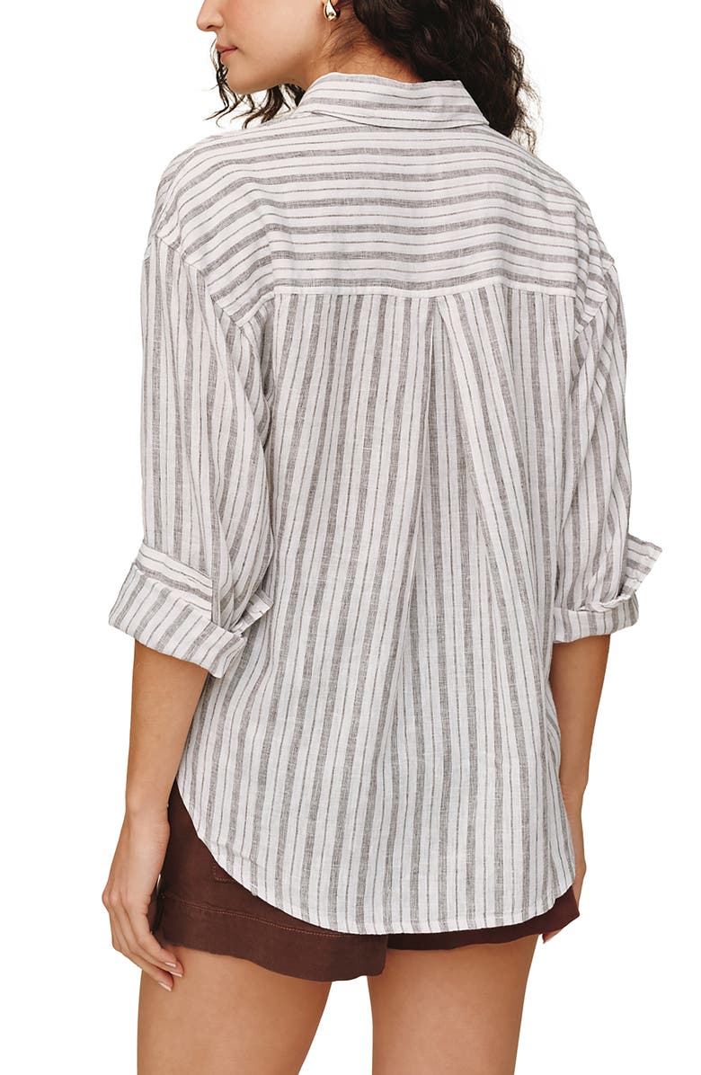 Bella Dahl Stripe Linen Blend Button-Up Top, Alternate, color, 