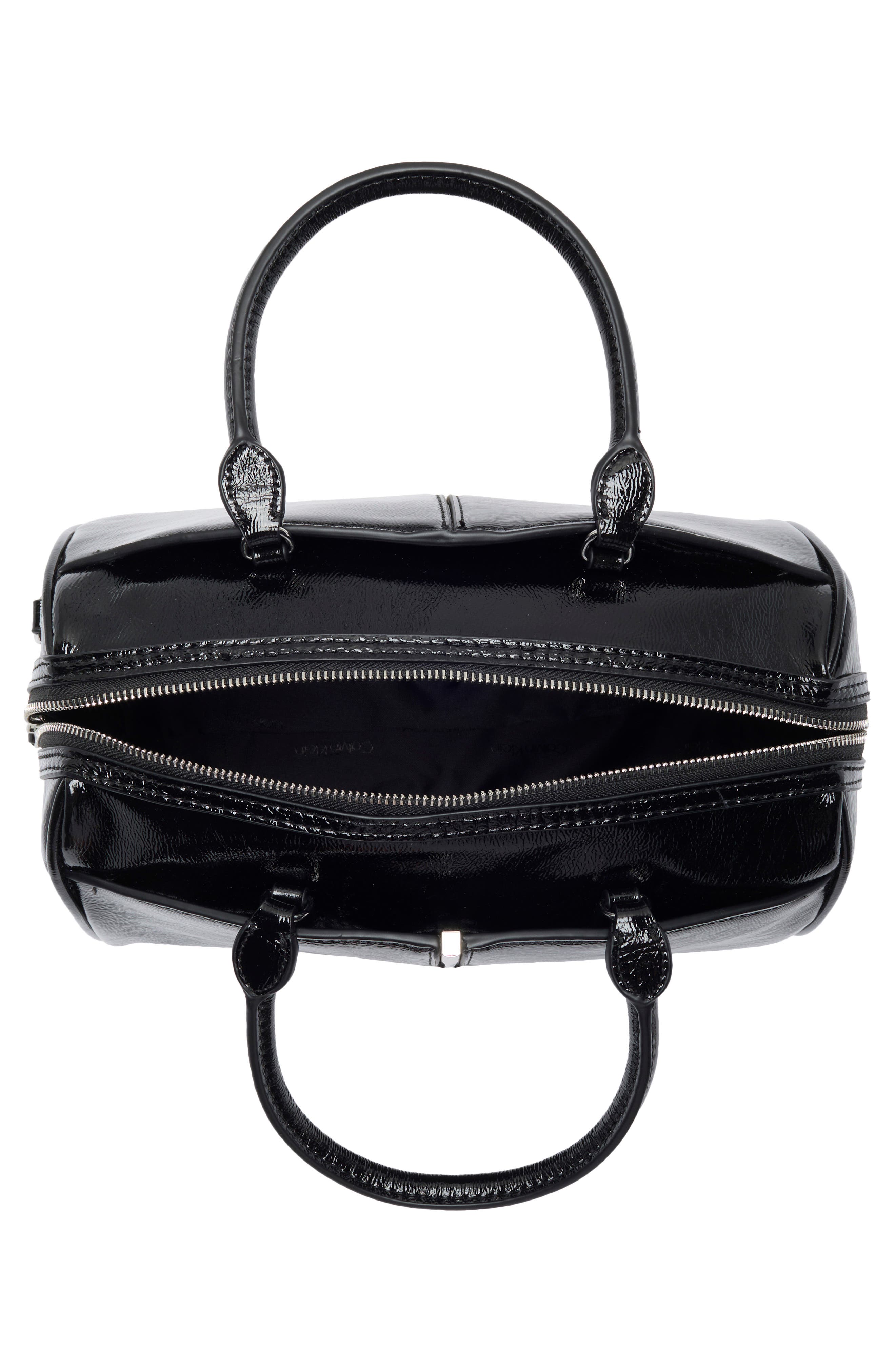 Genevieve Faux Leather Satchel, Alternate, color, BLACK/ SILVER