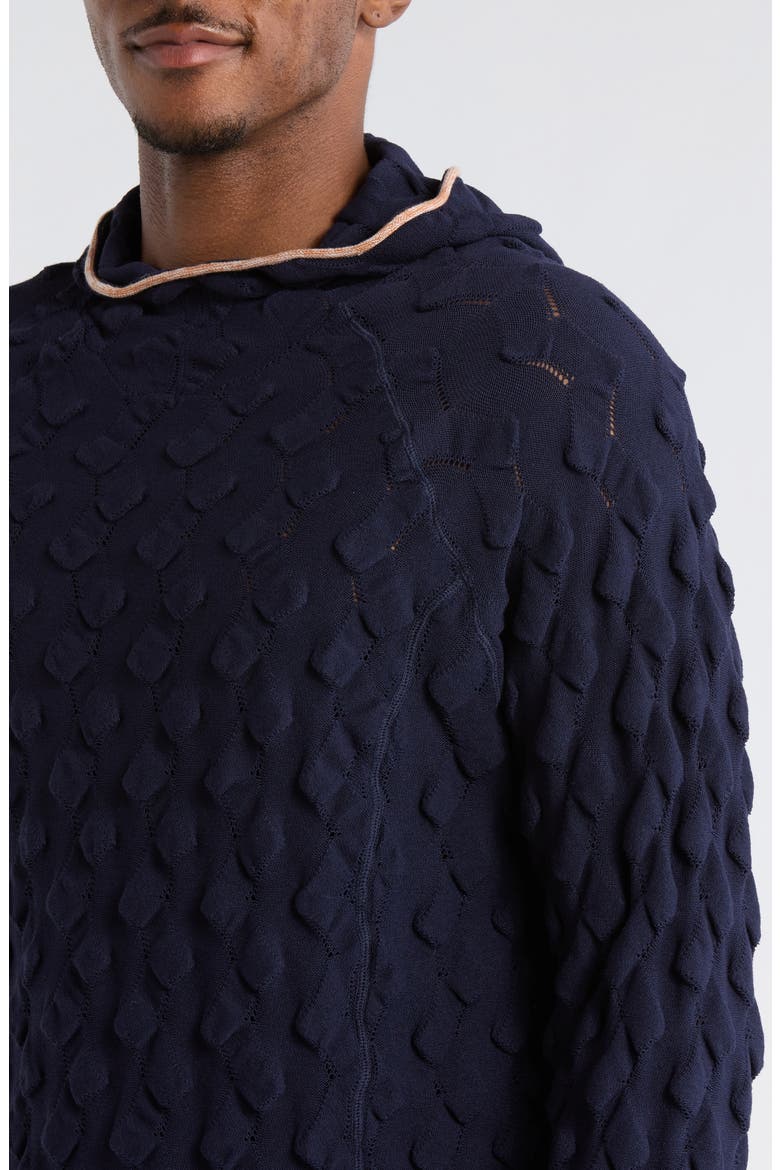 Bubble Knit Hoodie, Alternate, color, MIDNIGHT BLUE