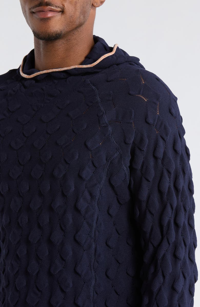 Brain Dead Bubble Knit Hoodie, Alternate, color, Midnight Blue