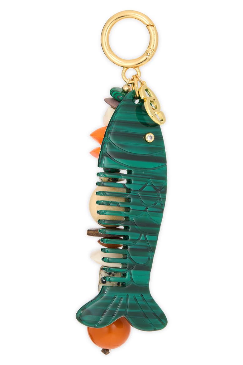 Trout Comb Bag Charm, Main, color, MALACHITE