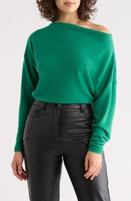 Renee C Brushed Knit Boat Neck Top