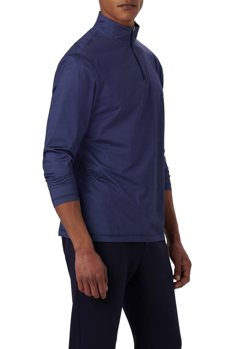 Bugatchi Anthony OoohCotton<sup>®</sup> Pin Check Print Quarter Zip Pullover, Alternate, color, Navy