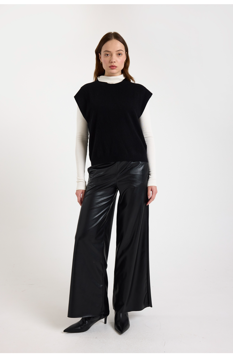 Brodie Pure Cashmere Tabby Knitted 100% Cashmere Vest, Alternate, color, Black