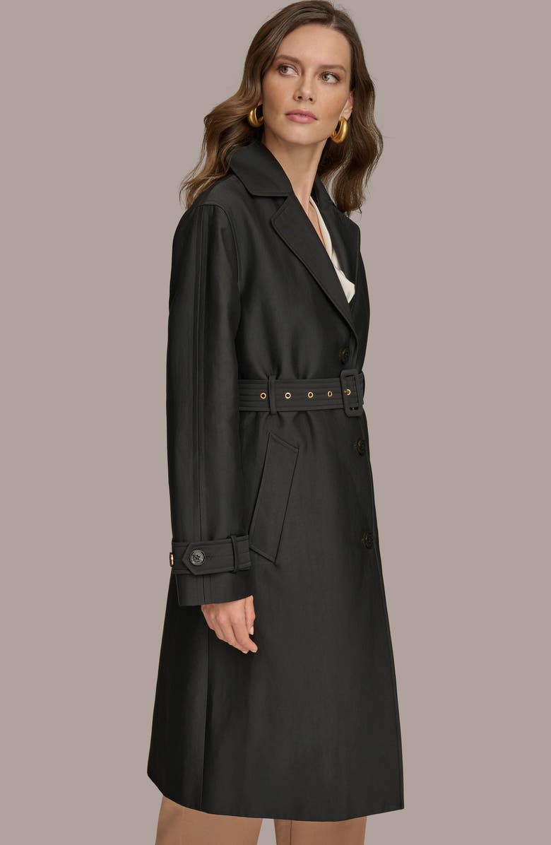Donna Karan New York Water Resistant Single Breasted Trench Coat, Alternate, color, Black