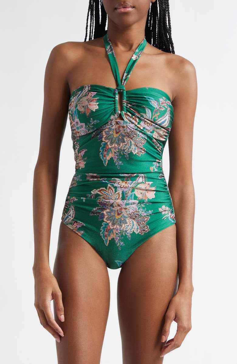 Zimmermann Rhiannon Wide Link One-Piece Halter Swimsuit, Main, color, 