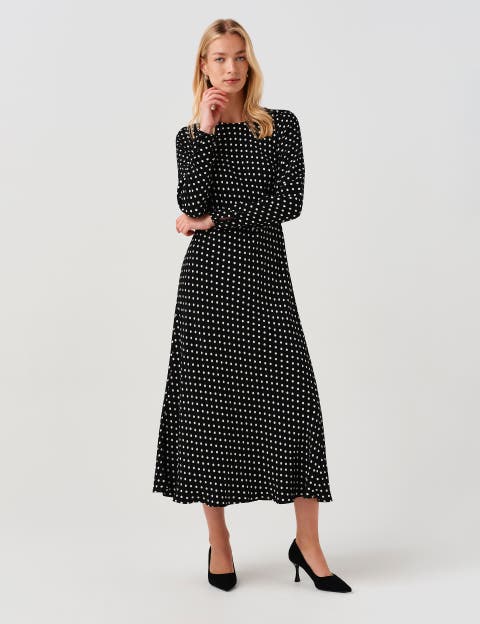 Scarlett Long Sleeve Spot Midi Dress