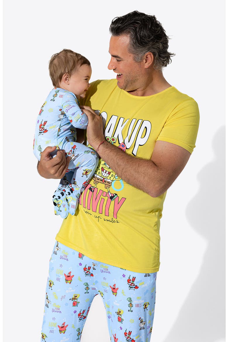 x SpongeBob® Good Vibes Fitted Convertible One-Piece Pajamas, Alternate, color, BLUE