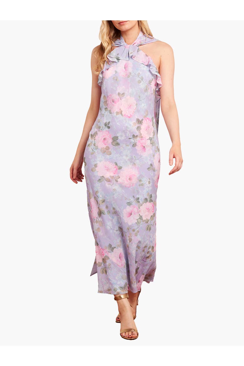 Camille's Garden Halter Neck Ankle Gown, Main, color, Lavender