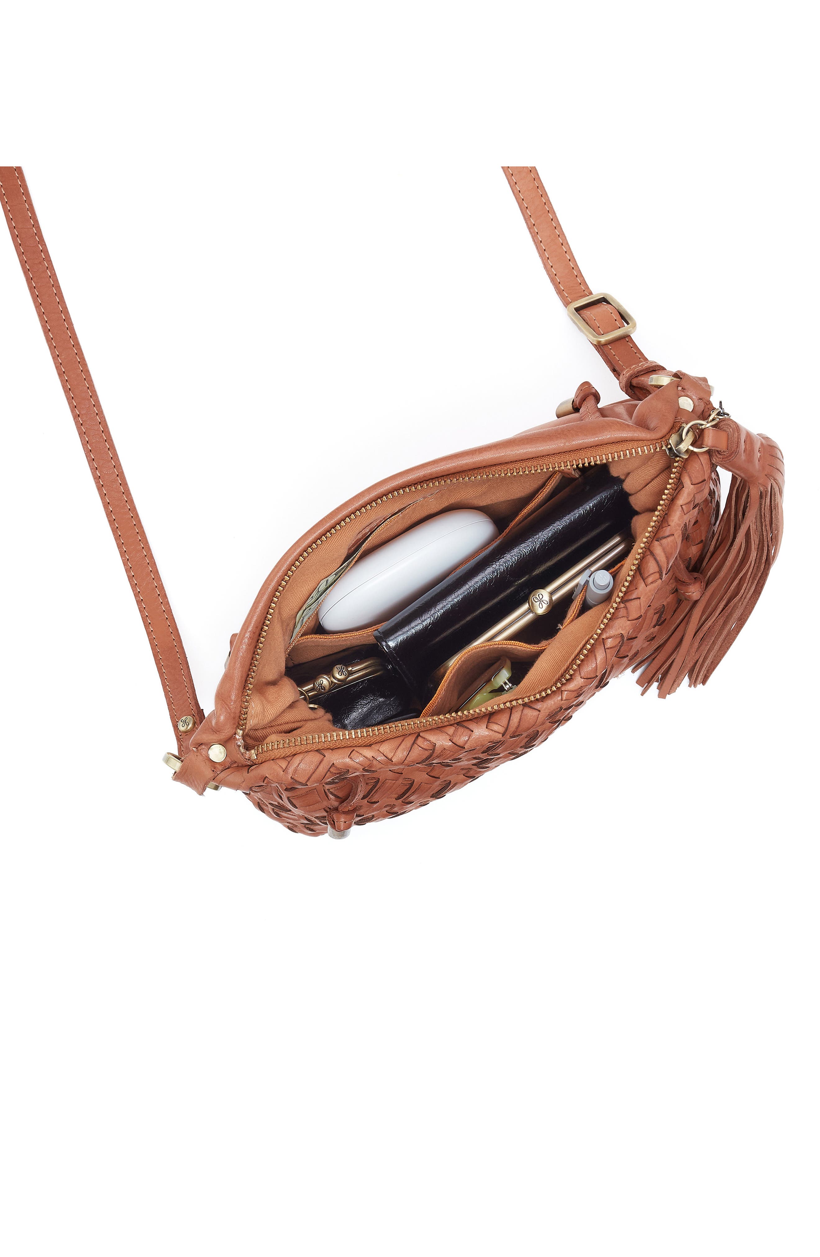 HOBO Kori Woven Leather Crossbody Bag, Alternate, color, Harvest Wheat