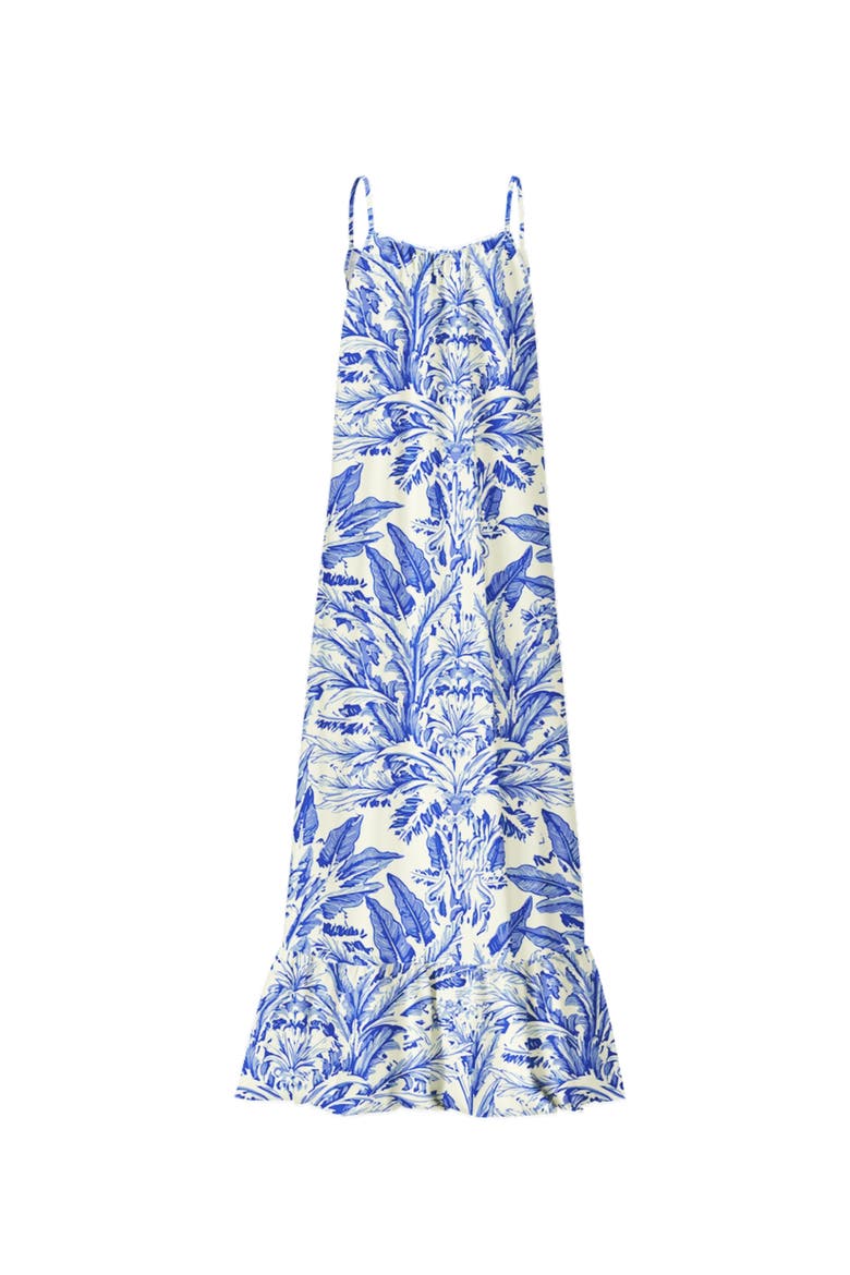 Printed Cotton Poplin Fari Maxi Dress in Toile Blu, Alternate, color, Toile Blu