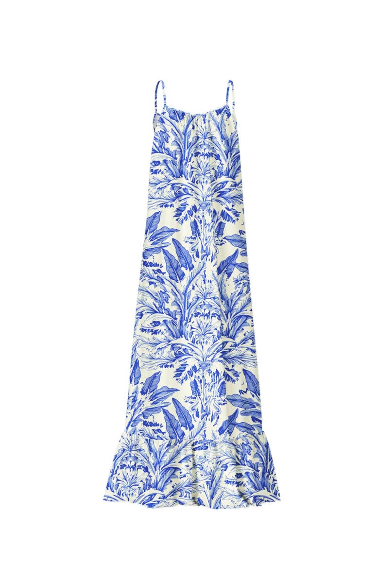 DIARRABLU Printed Cotton Poplin Fari Maxi Dress in Toile Blu, Alternate, color, Toile Blu