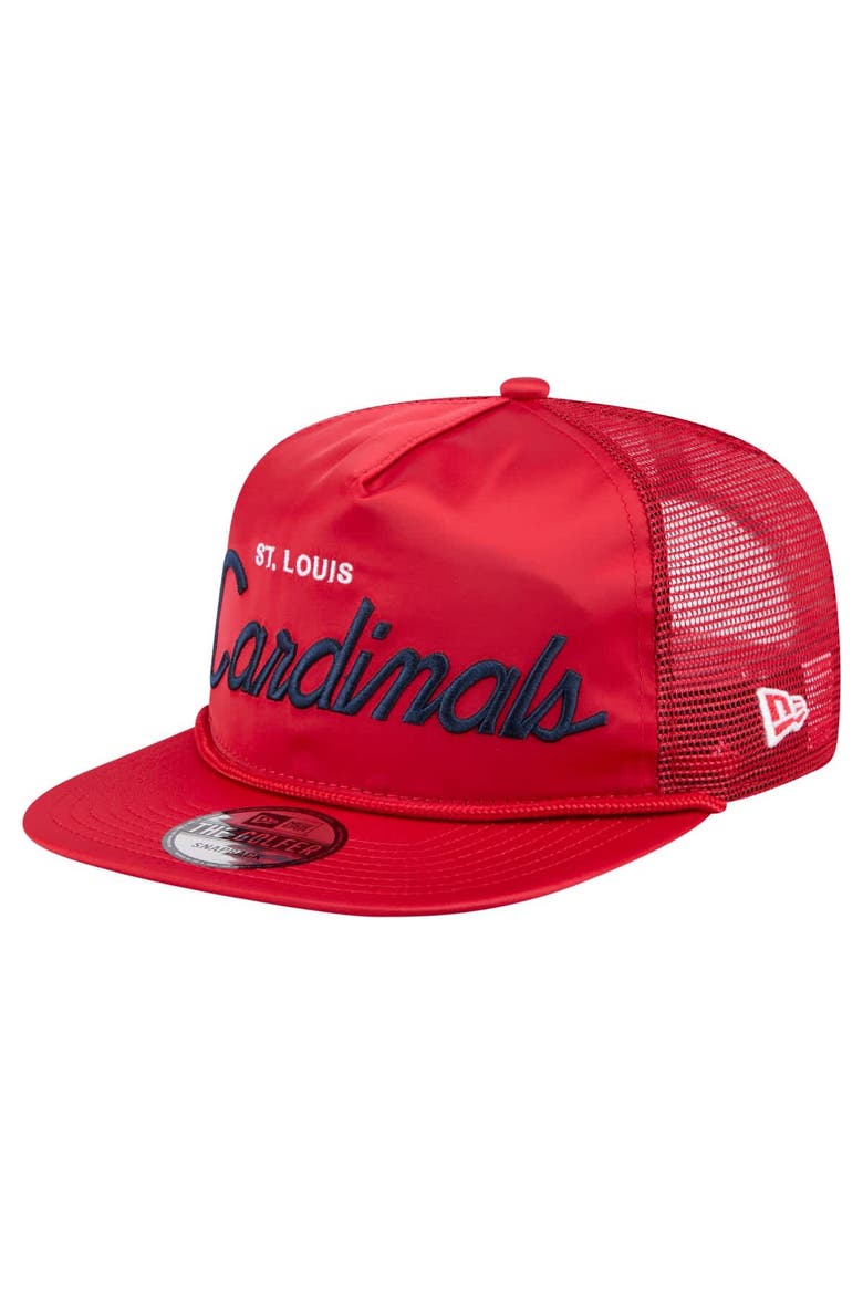 Men's New Era Red St. Louis Cardinals Retro Satin Script Golfer Adjustable Hat, Main, color, Red
