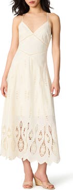 Steve Madden Eleanora Openwork Deep V-Neck Midi Dress