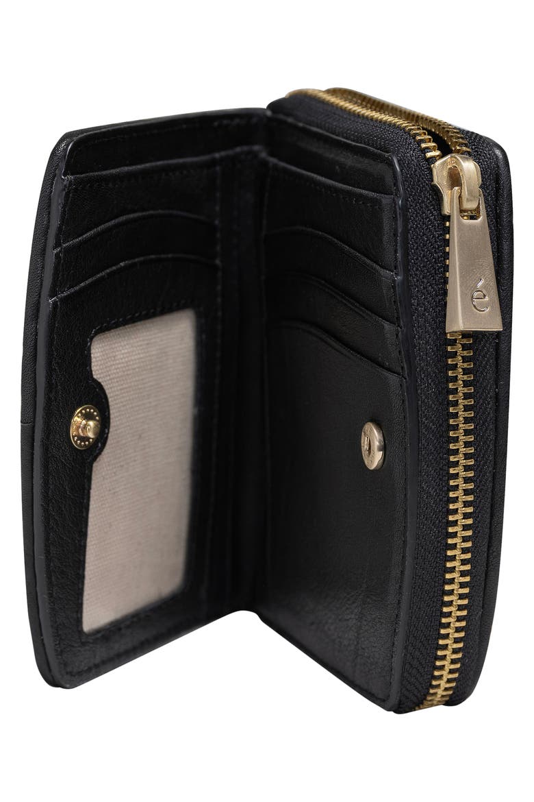 Katy Woven Leather Wallet, Alternate, color, BLACK
