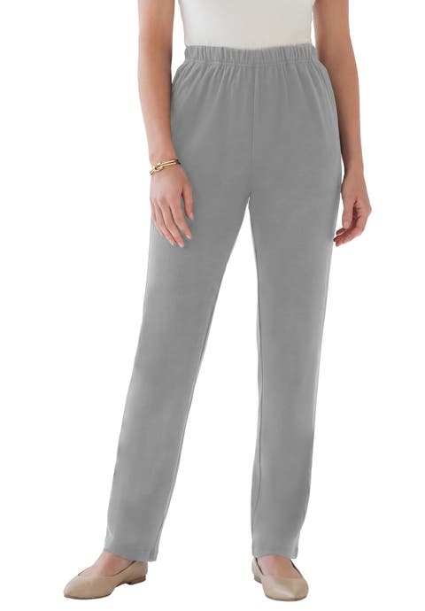 Plus Size Soft Knit Relaxed Pull-On Straight Leg Pant (Plus)