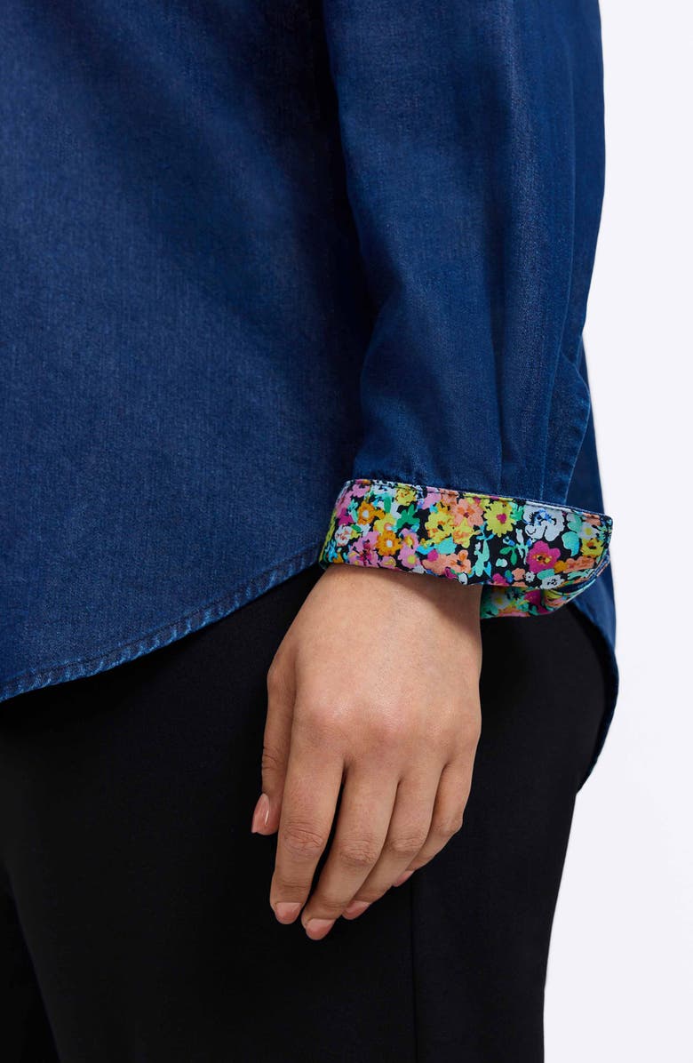 Foxcroft Margie Denim Button-Up Shirt, Alternate, color, Dark Wash