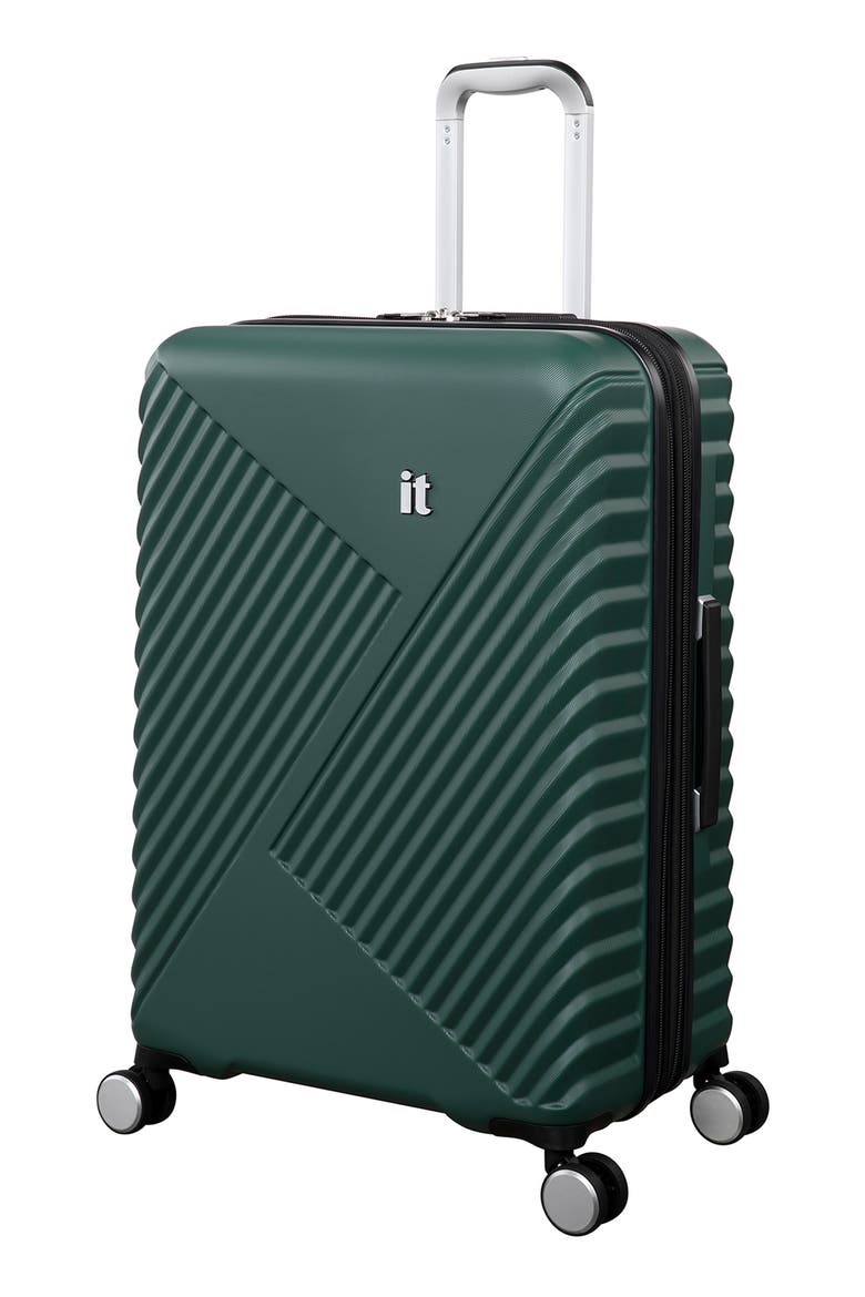 Inclining 27-Inch Expandable Hardside Checked Suitcase, Main, color, GREEN